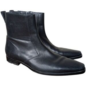Hugo Boss Black Leather Chelsea Zip Ankle Sleek Boots Leather Sole 9 Italy